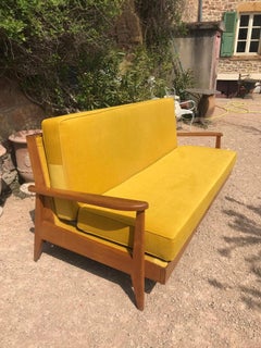 Lit de canapé rembourré vintage français du 20ème siècle, années 1960