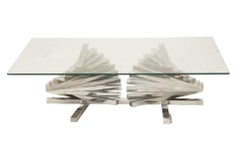 20th Century French Vintage Table in Chrome Glass Top Attributed to Romeo Rega