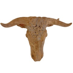 20th Century French Vintage Wall Mount Terra Bull Head