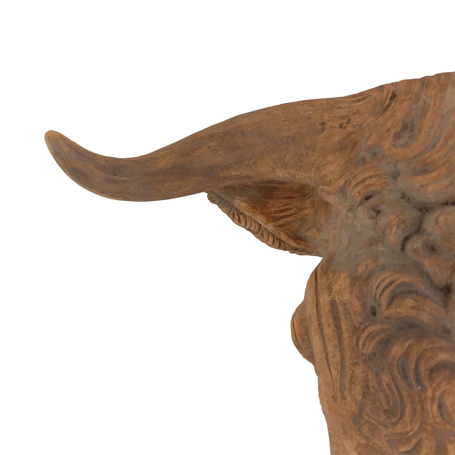 Cabeza de toro de terracota de época francesa del siglo XX en venta 1