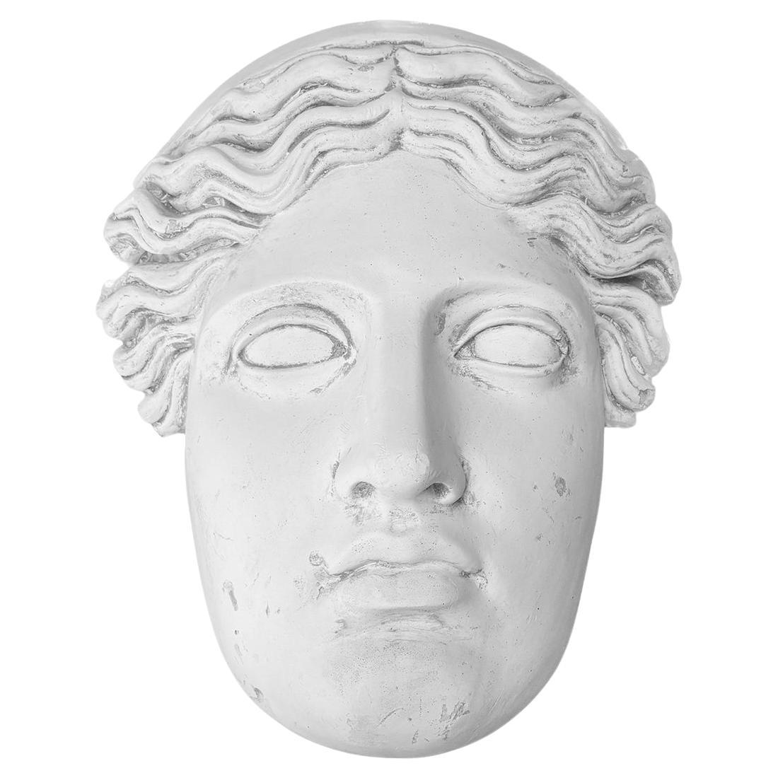 Maschera in gesso da parete vintage francese del XX secolo raffigurante Alexander il Grande