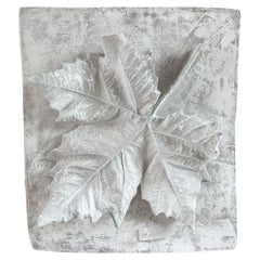 20th Century French Vintage Wall Plaster Relief of a Oak Leaf Study
