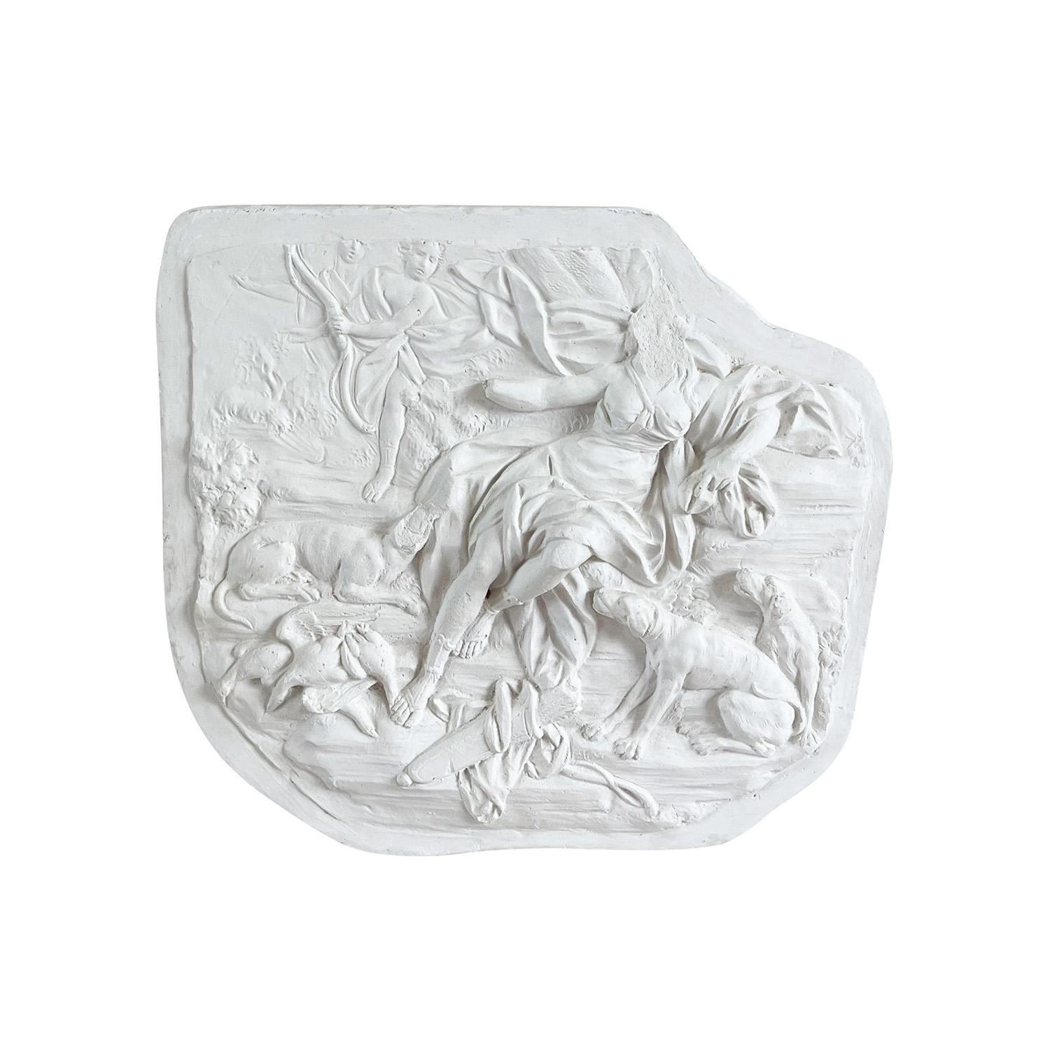20th Century French Vintage Wall Plaster Relief of Artemis In Good Condition For Sale In West Palm Beach, FL
