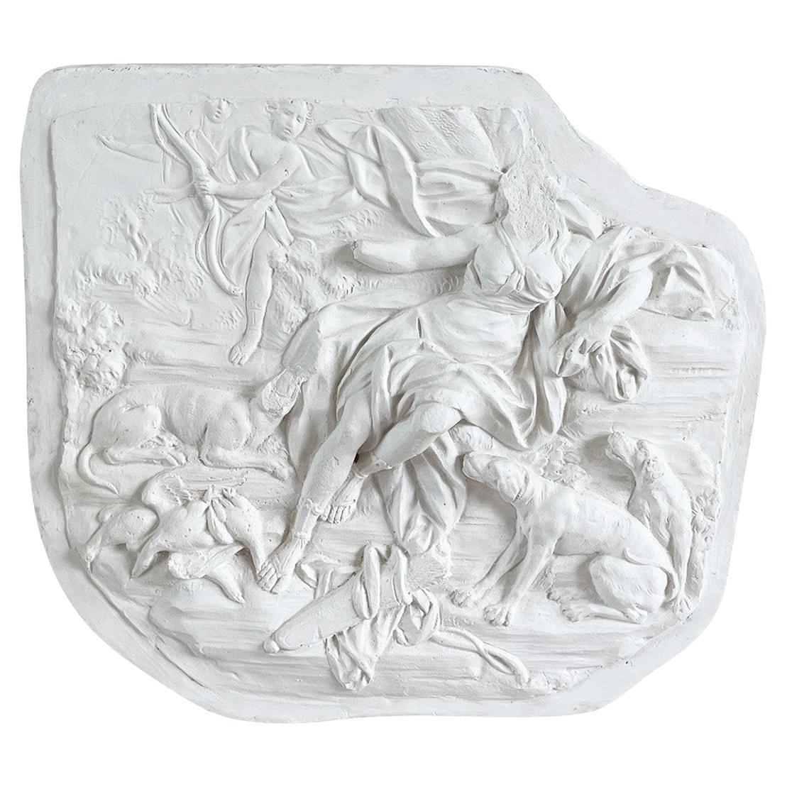 20th Century French Vintage Wall Plaster Relief of Artemis