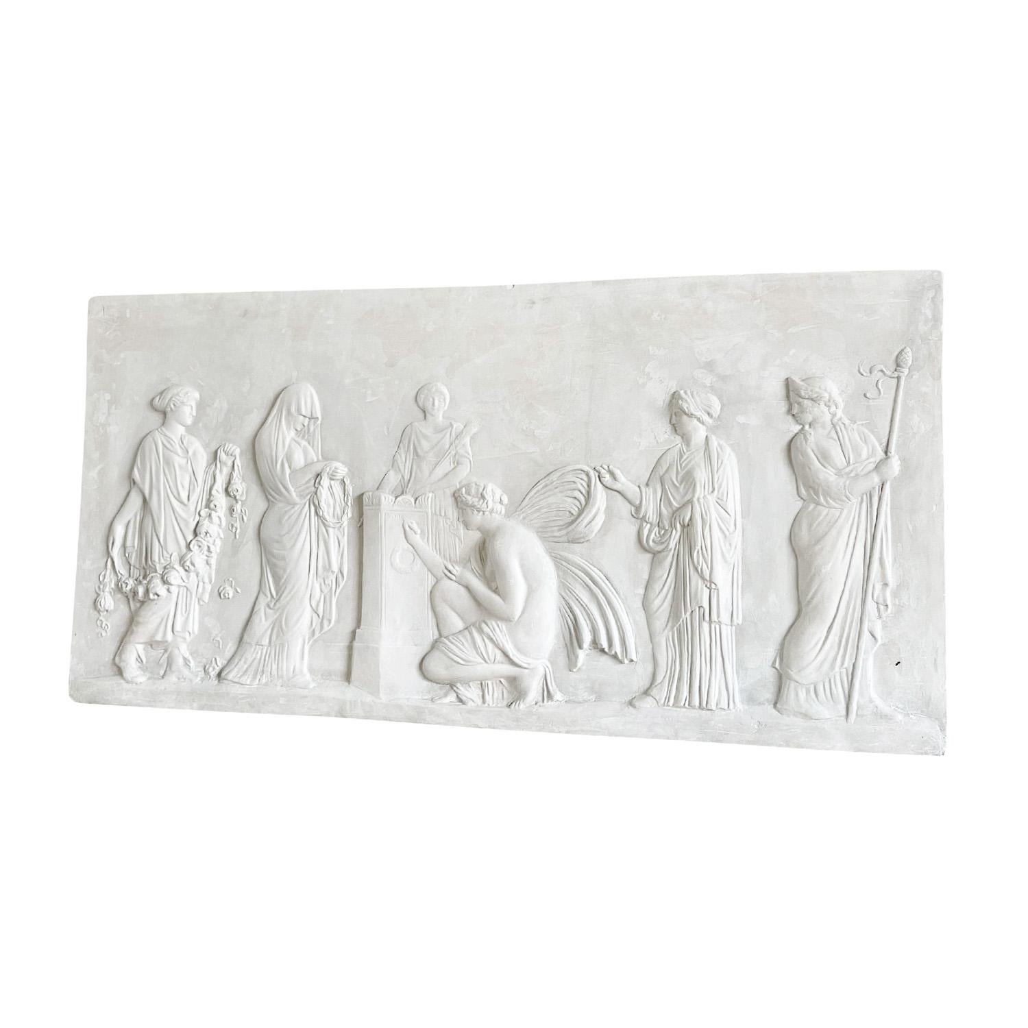 Hand-Crafted 20th Century French Vintage Wall Plaster Relief of the Greek God Dionysus For Sale
