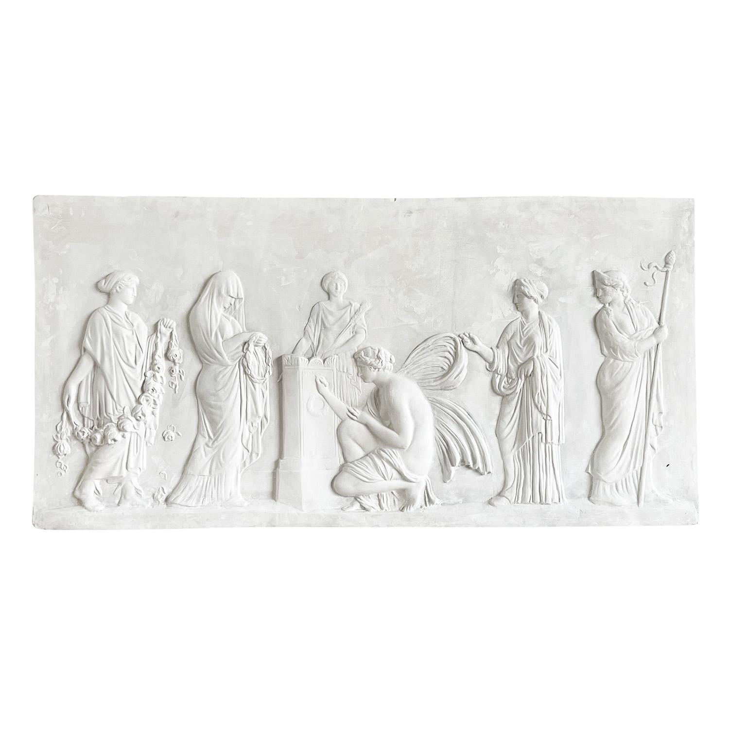 20th Century French Vintage Wall Plaster Relief of the Greek God Dionysus In Good Condition For Sale In West Palm Beach, FL