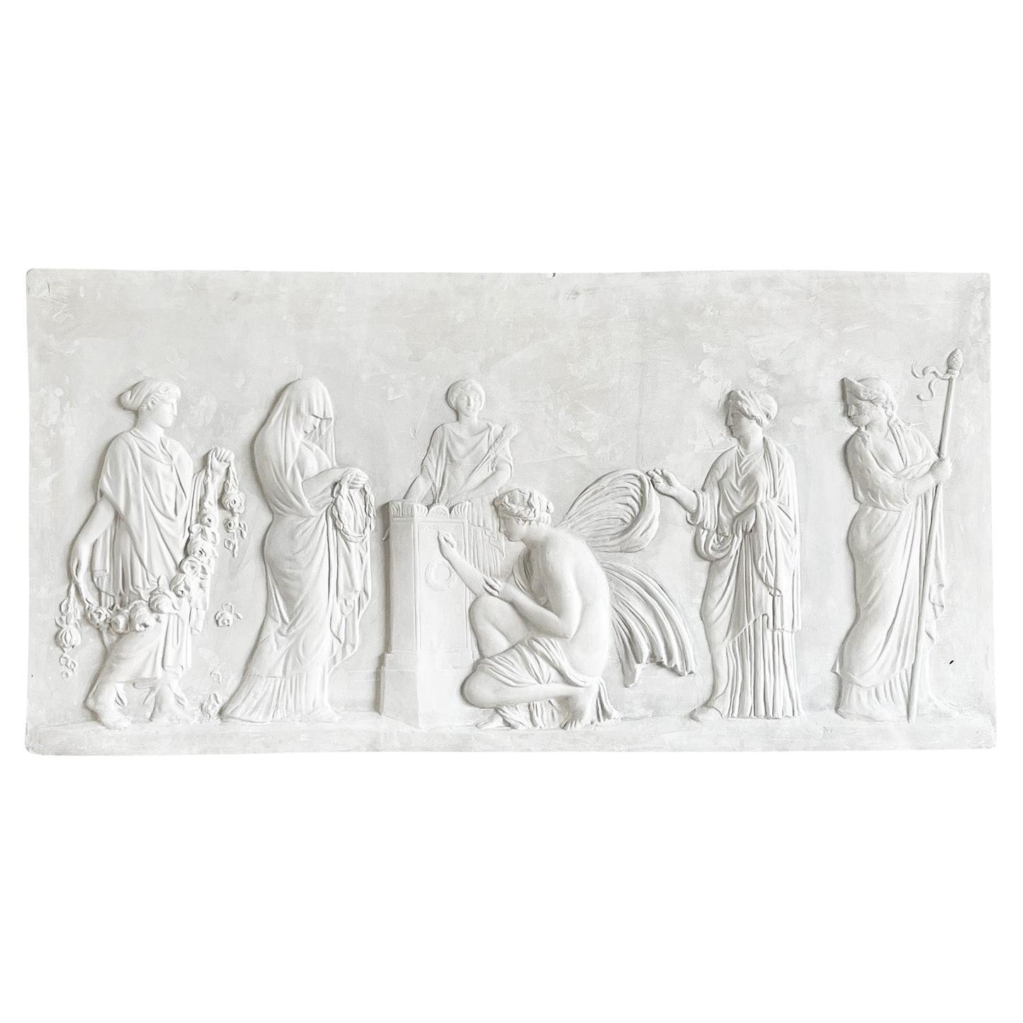 Relieve de yeso de época francés del siglo XX del dios griego Dionisio