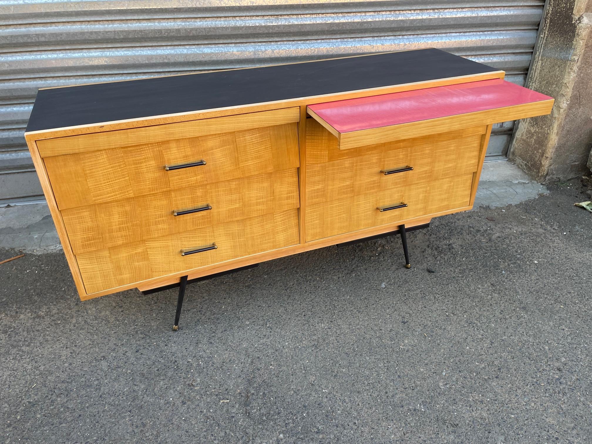 20th Century, French, Vintage Wood and Brass Commode, 1960s 1