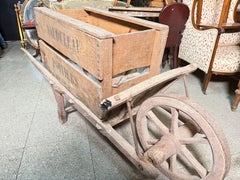 20th Century French Vintage Wooden Wheelbarrow with Removable Crate