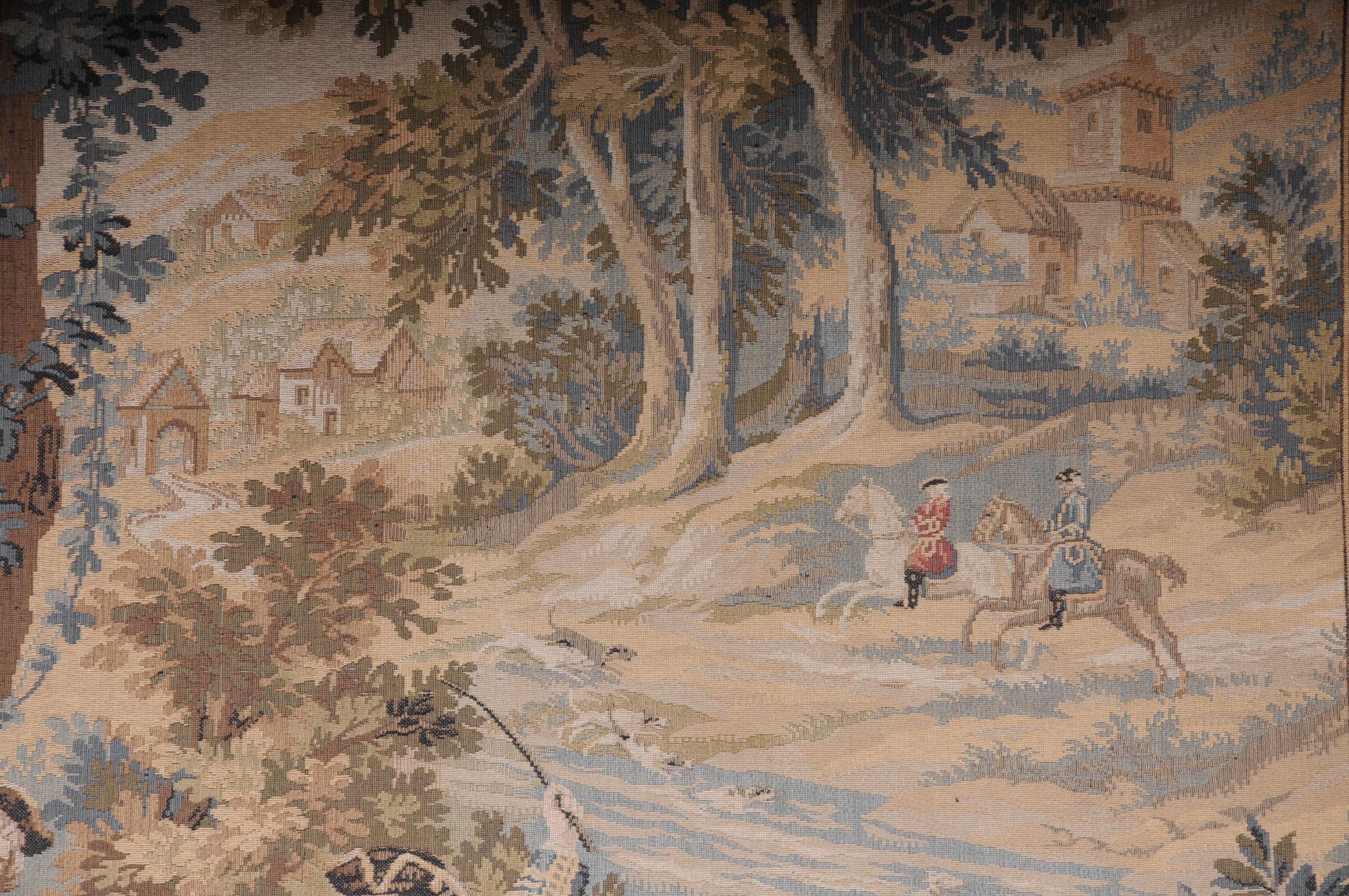 20th Century French wall gobelin tapestry, hunting scene 7