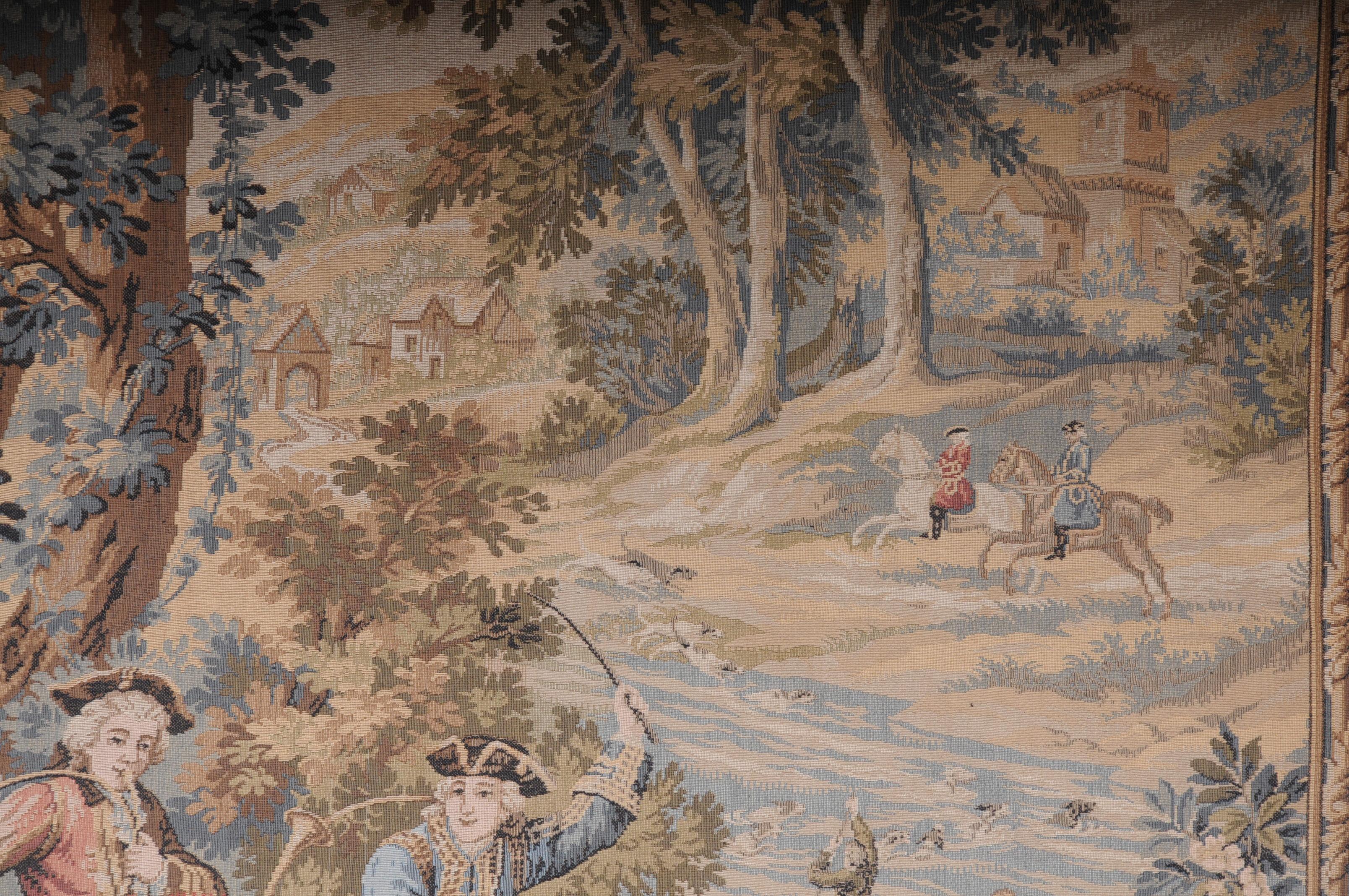 20th Century French wall gobelin tapestry, hunting scene 8