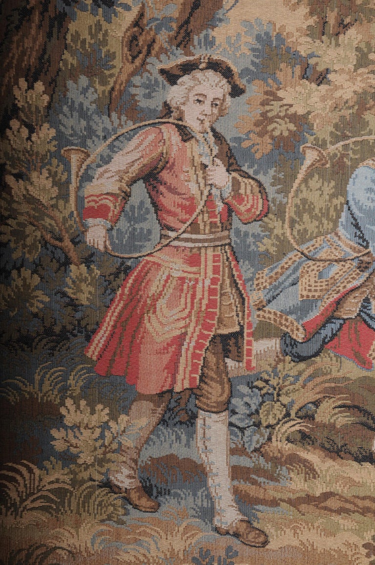 20th Century French wall gobelin tapestry, hunting scene For Sale at 1stDibs