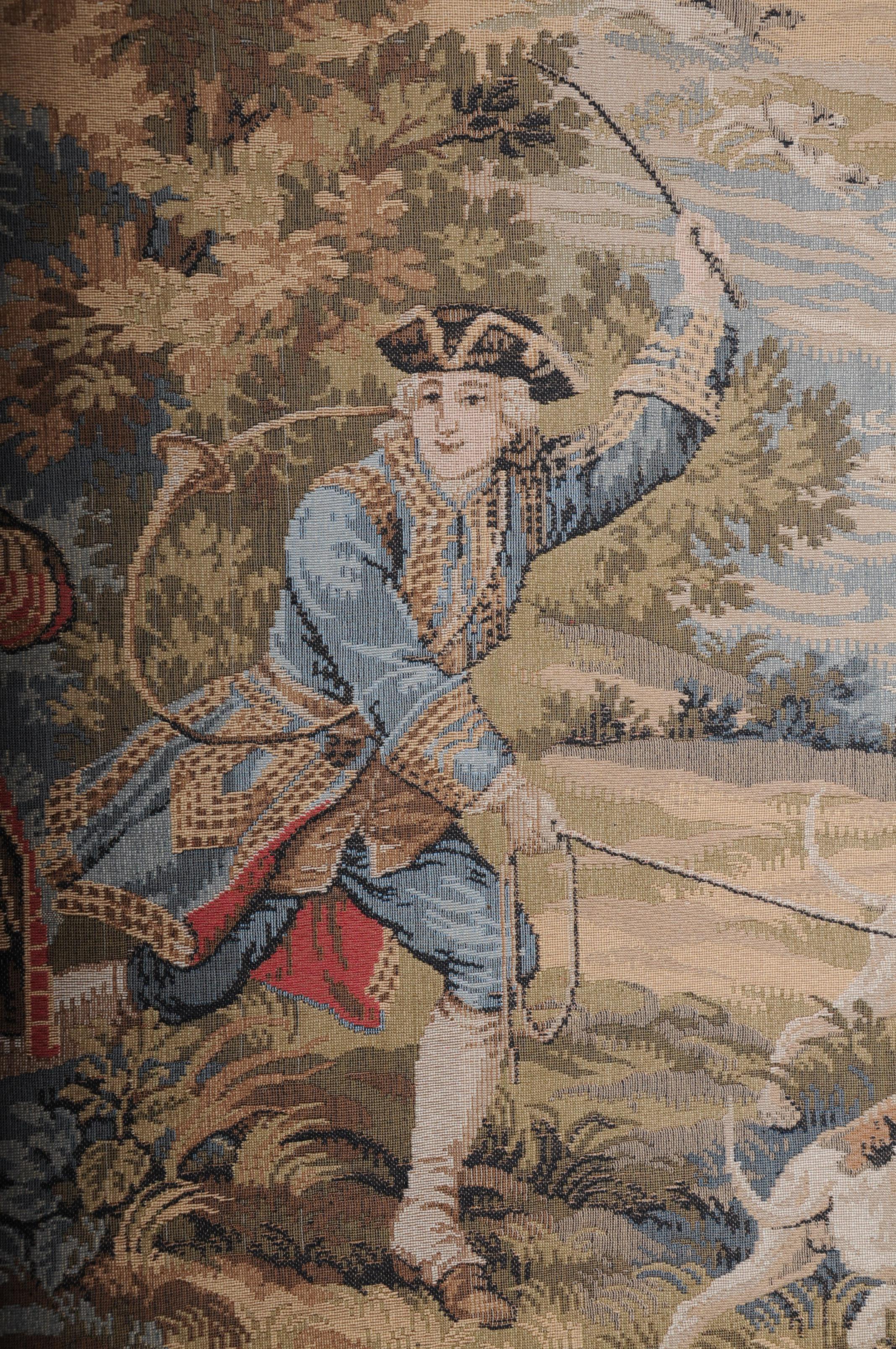 20th Century French wall gobelin tapestry, hunting scene In Fair Condition In Berlin, DE