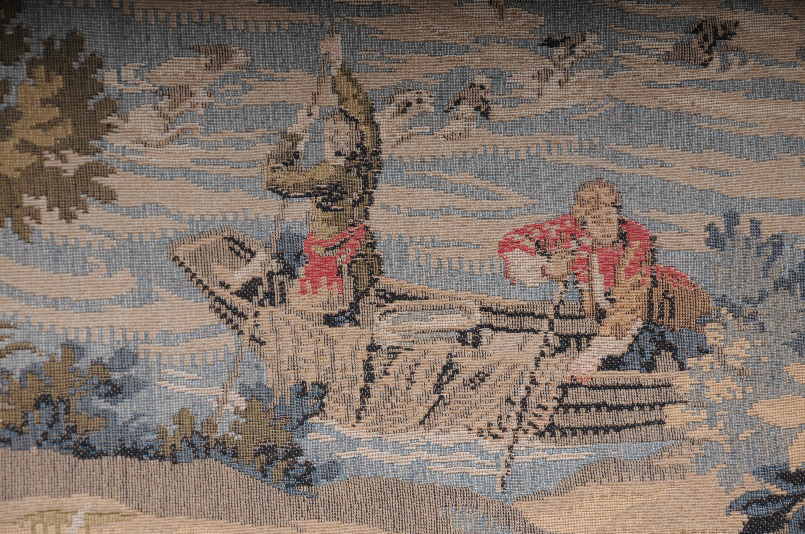 20th Century French wall gobelin tapestry, hunting scene 1