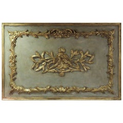 Vintage 20th Century French Wall Plaque with Carved Gilt Bird Motif