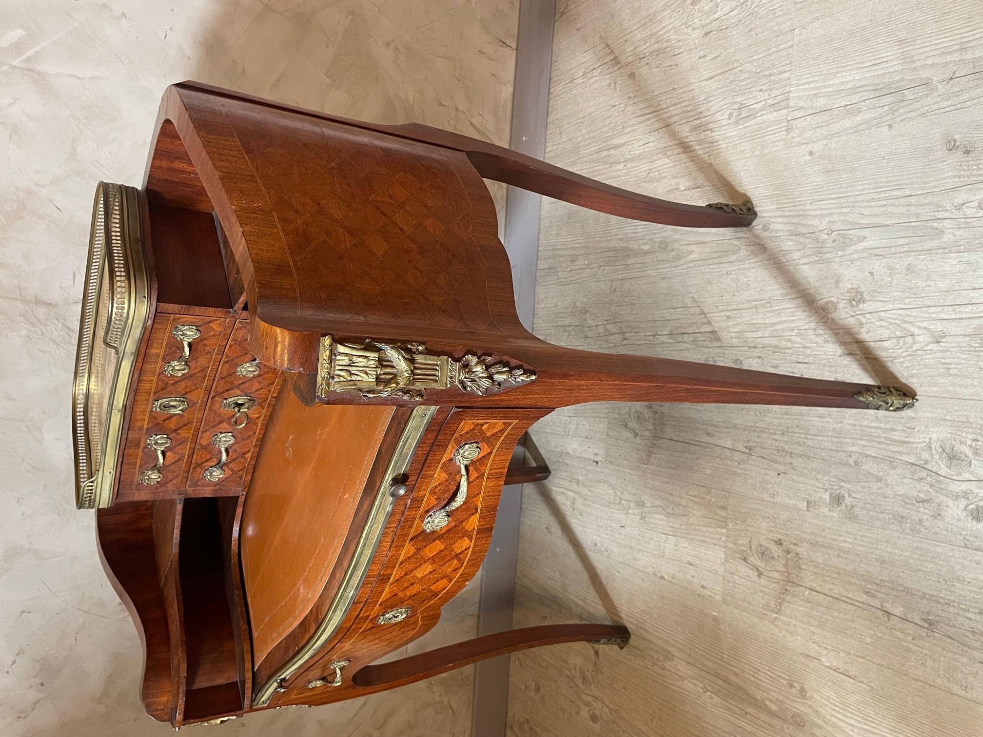 20th Century French Walnut and Bronze Bonheur Du Jour Desk 7