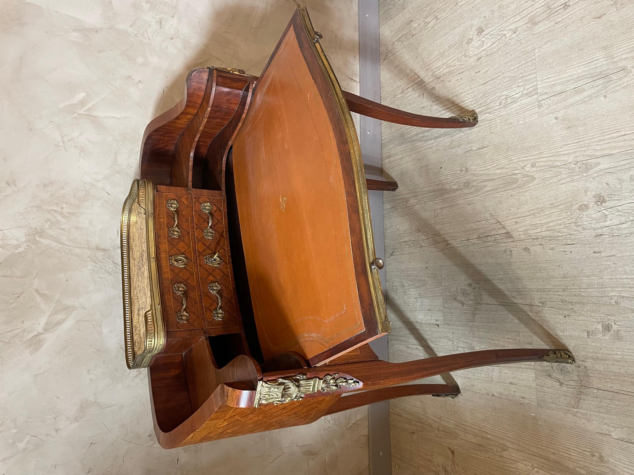 20th Century French Walnut and Bronze Bonheur Du Jour Desk 1