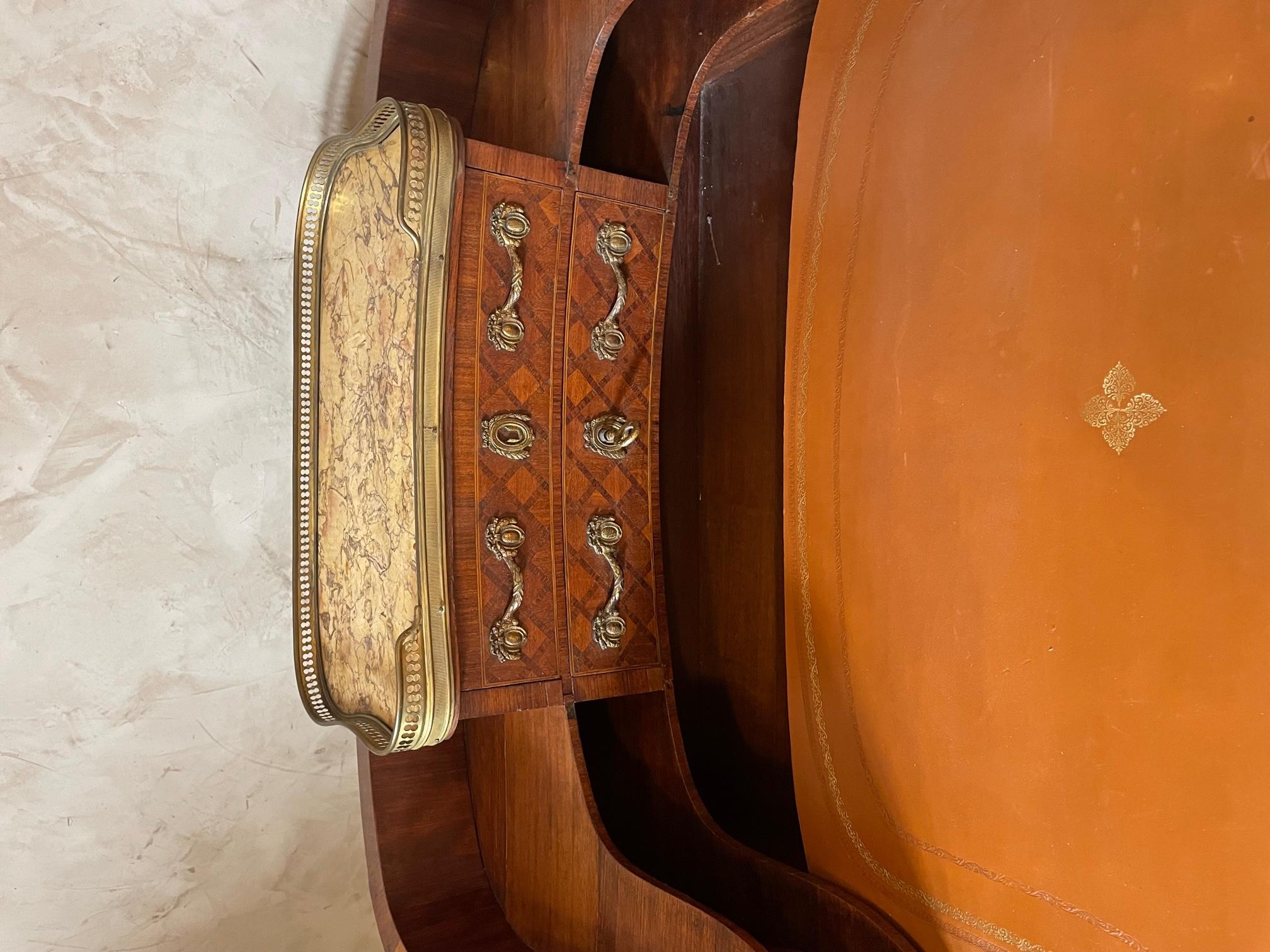 20th Century French Walnut and Bronze Bonheur Du Jour Desk 3