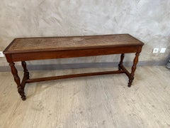 20th century French Walnut and Caned Piano Bench, 1920s