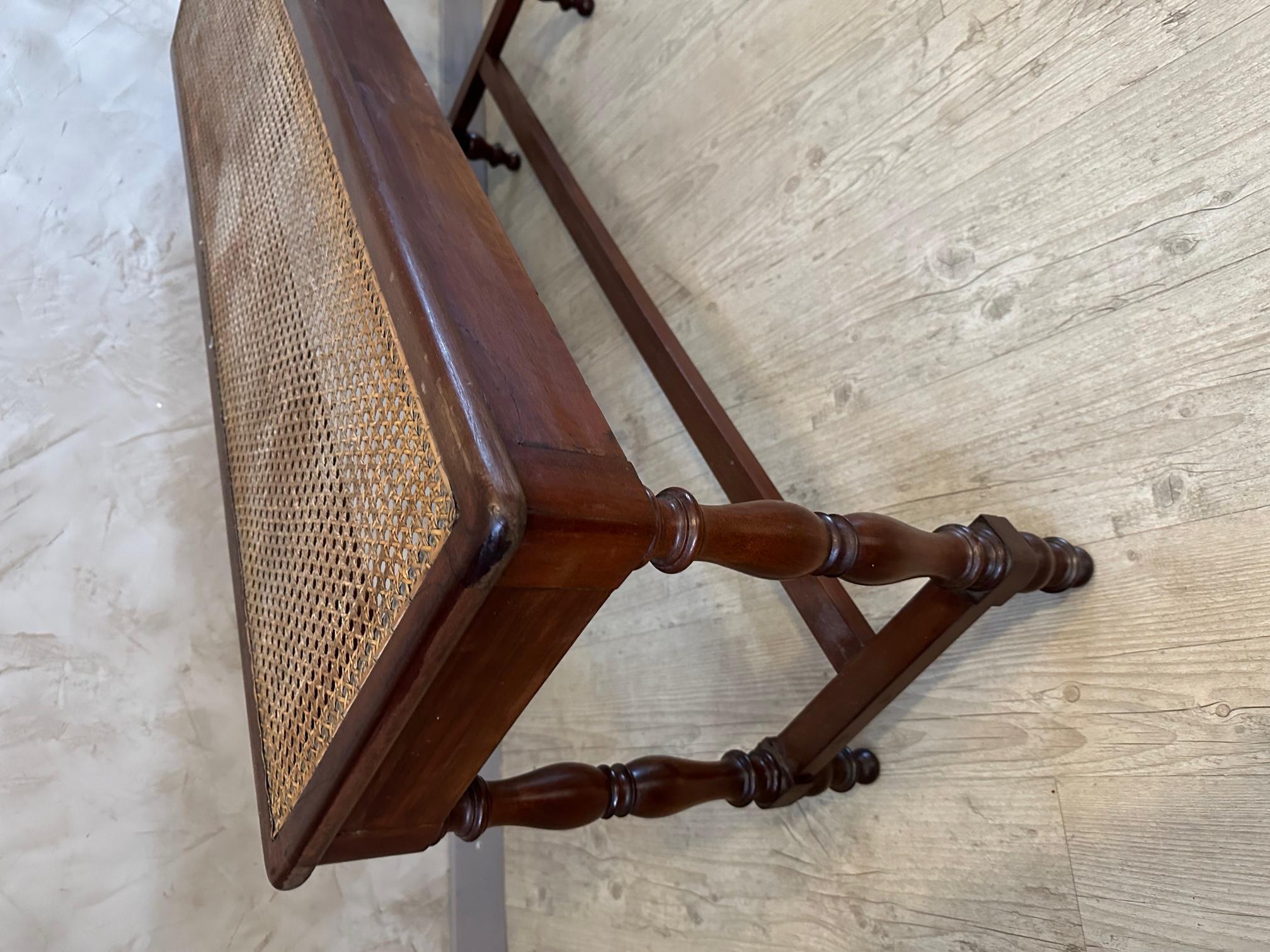 20th century French Walnut and Caned Piano Bench, 1920s 2