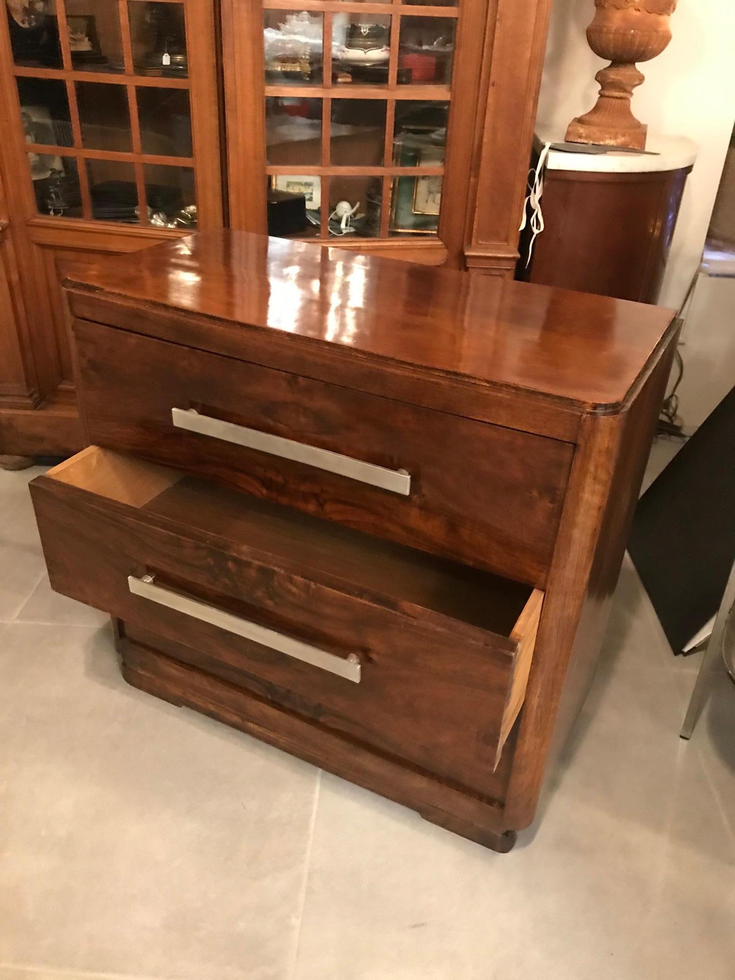 20th Century French Walnut and Chromed Metal Commode, 1940s 1