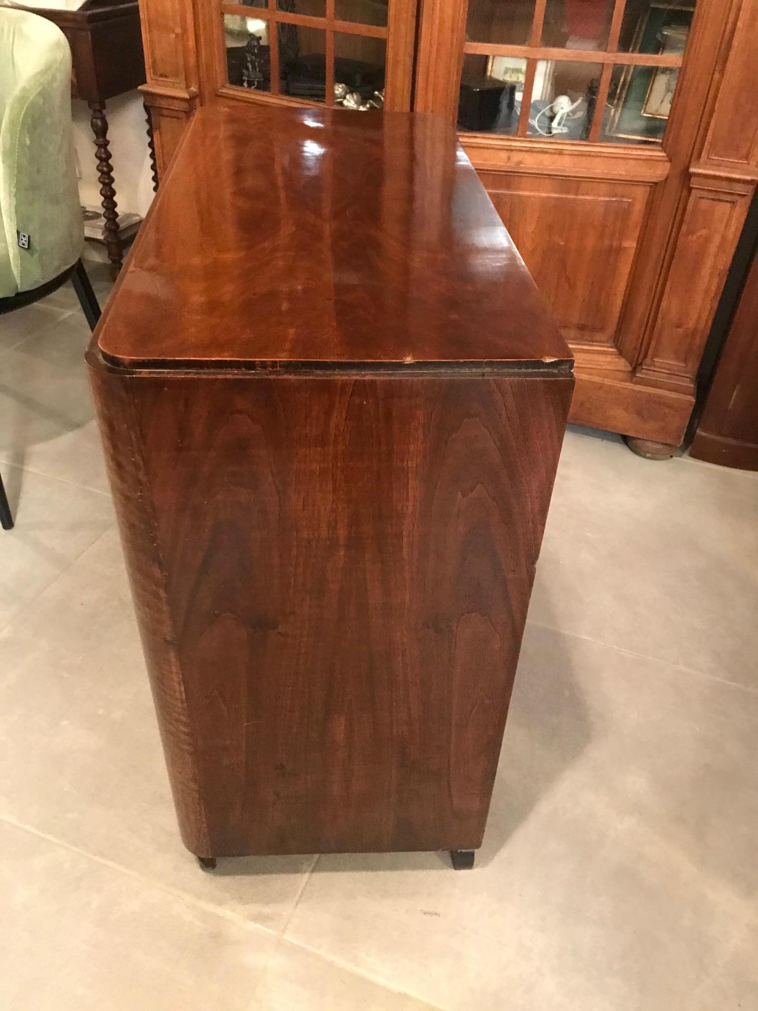 20th Century French Walnut and Chromed Metal Commode, 1940s 5