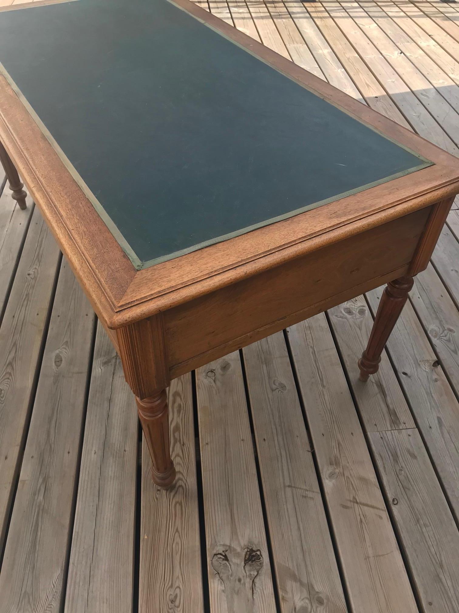 20th Century French Walnut and Leather Top Desk, 1900s 14