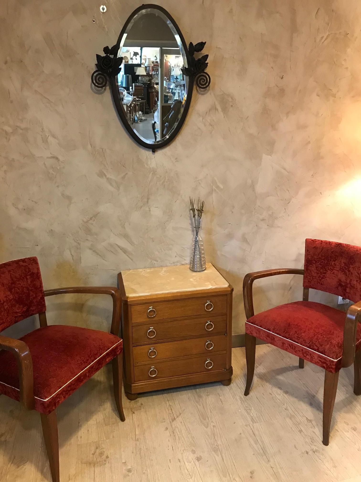 Commode francese in noce e marmo del XX secolo, anni '40 in vendita 5