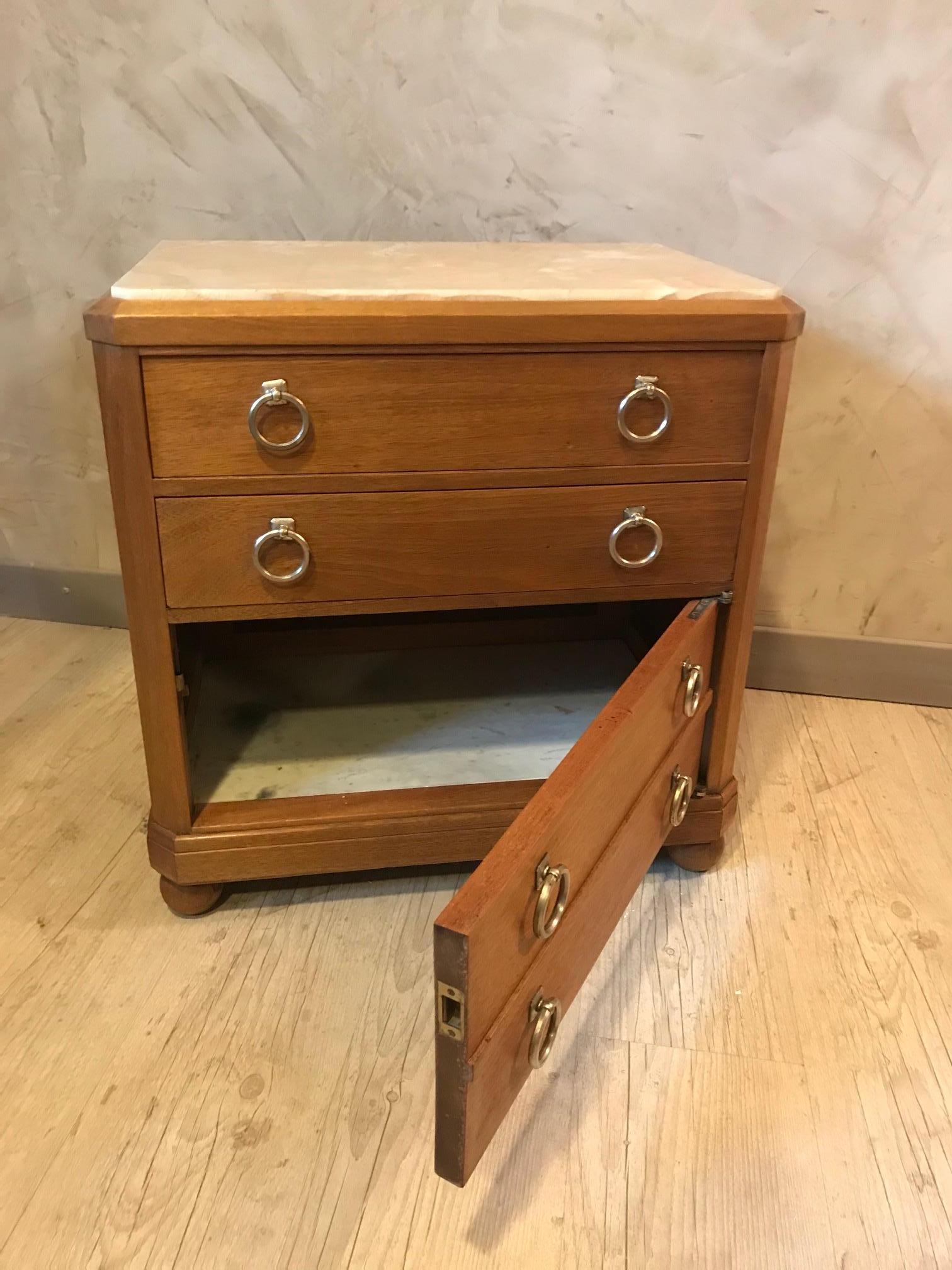 Marmo Commode francese in noce e marmo del XX secolo, anni '40 in vendita