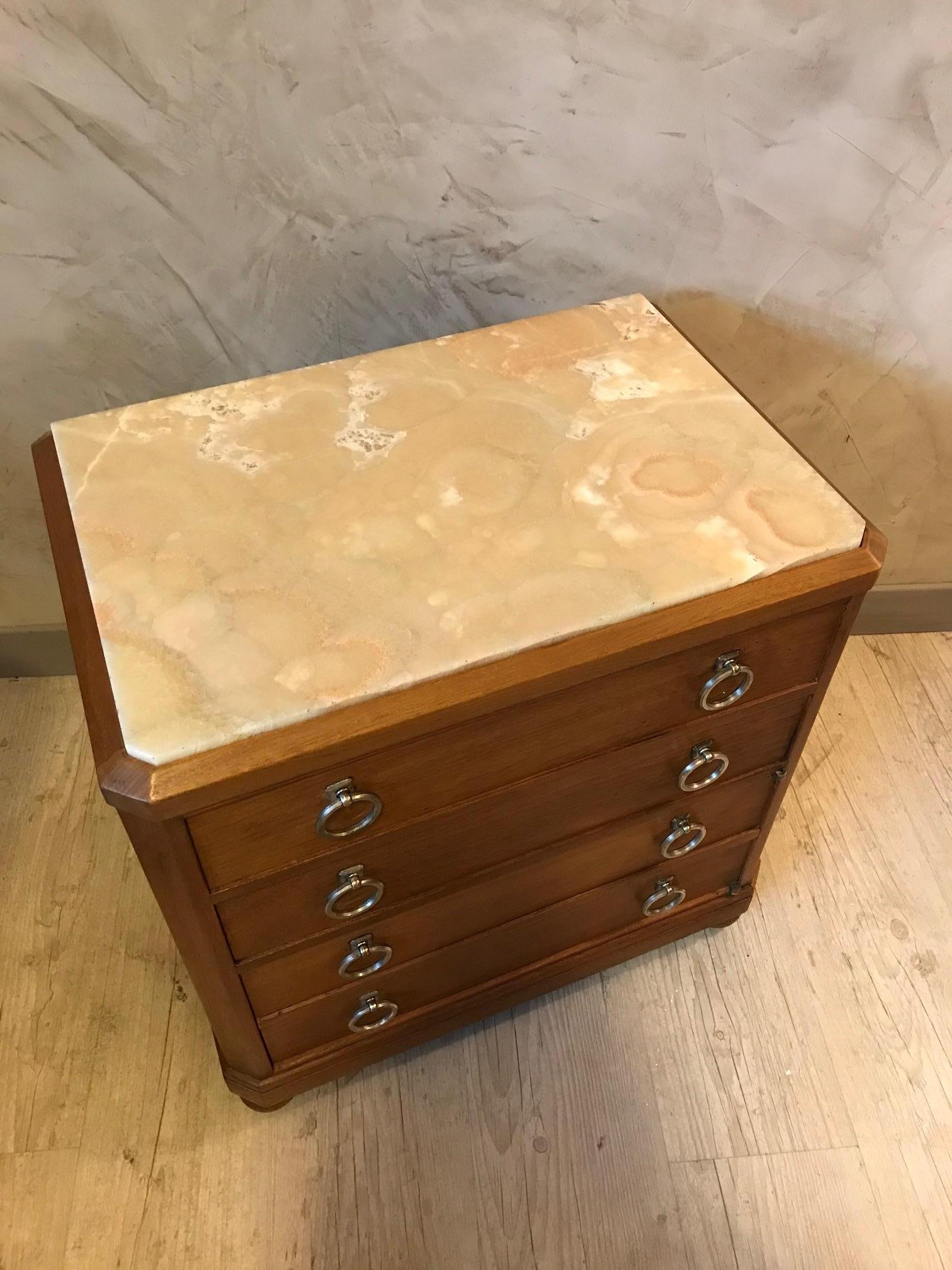 Commode francese in noce e marmo del XX secolo, anni '40 in vendita 3
