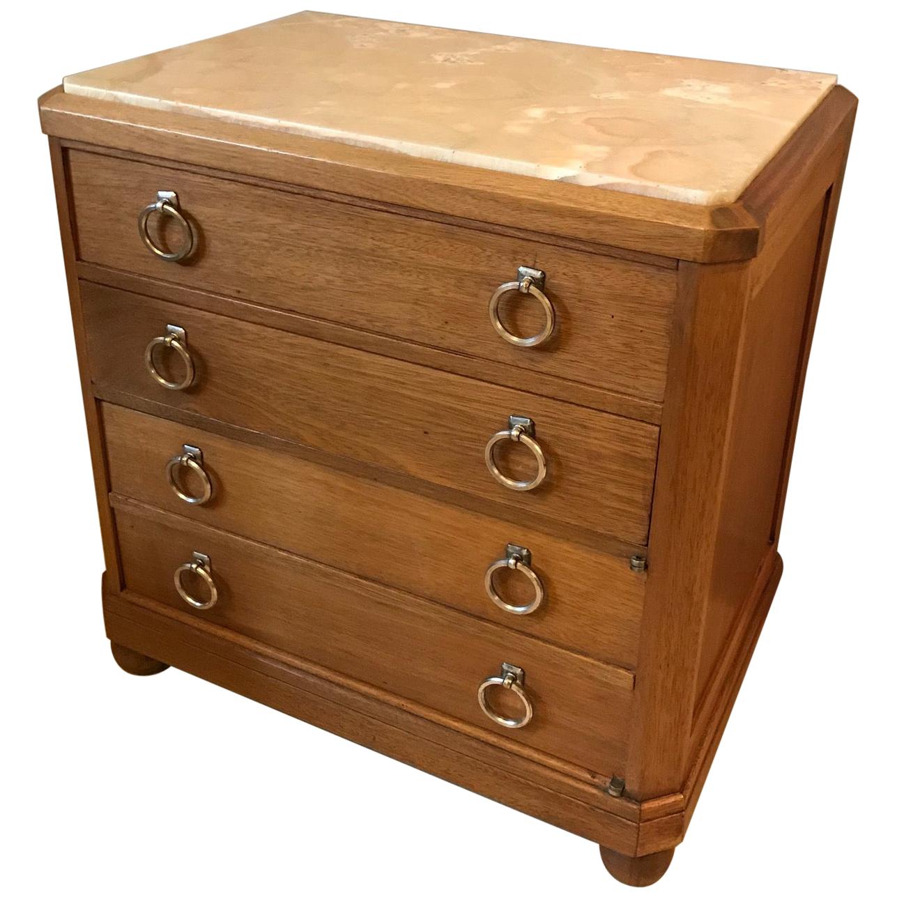 20th Century French Walnut and Marble Commode, 1940s