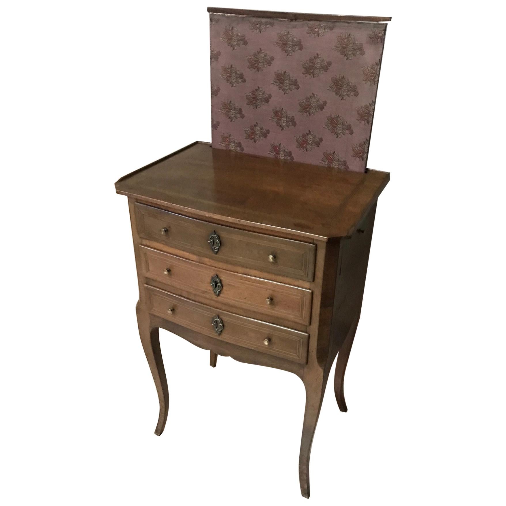 20th Century French Walnut and Marquetry "Billet Doux" Chest of Drawers For Sale