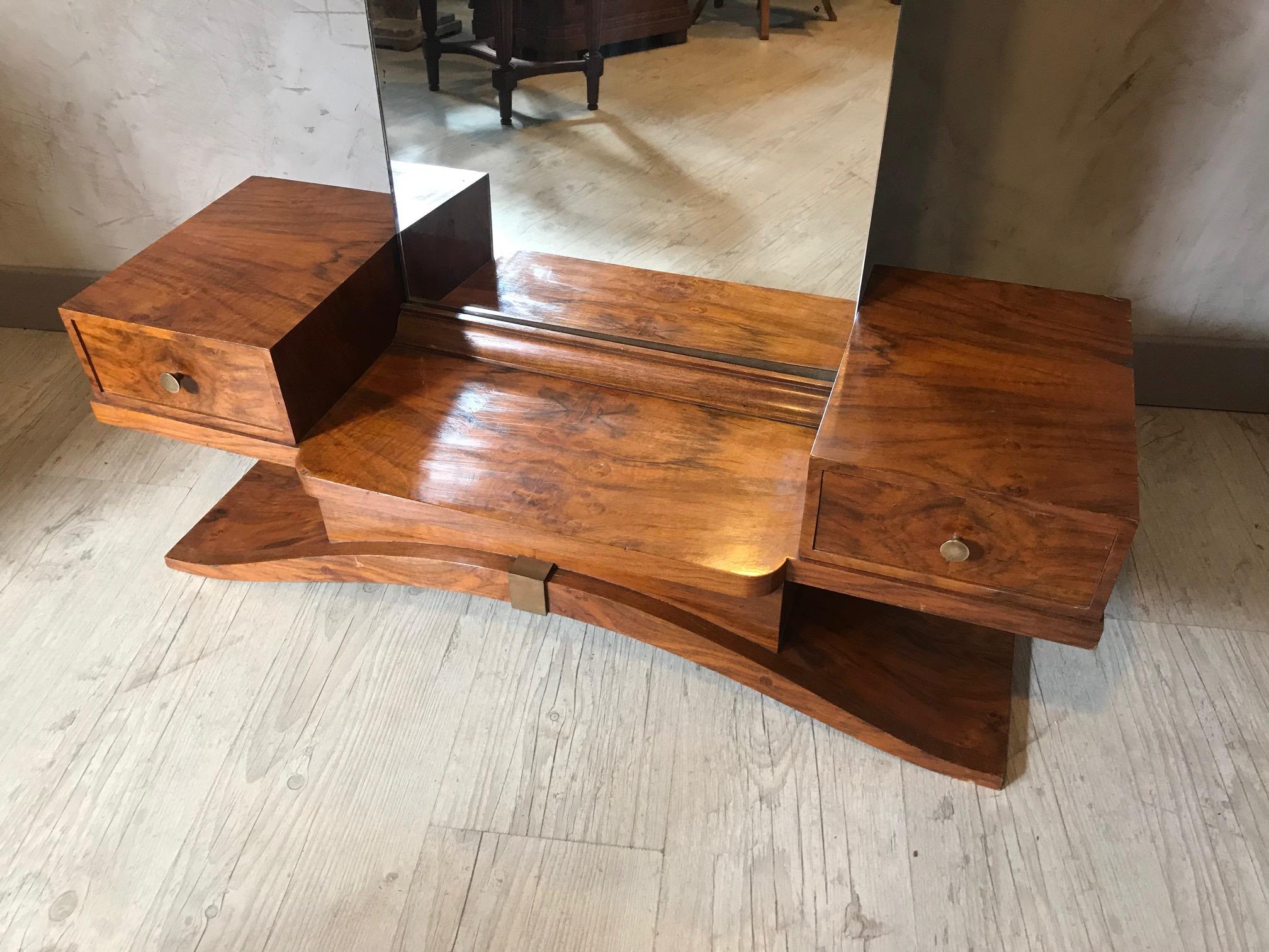 20th Century French Walnut and Mirror Dressing Table, 1940s 2