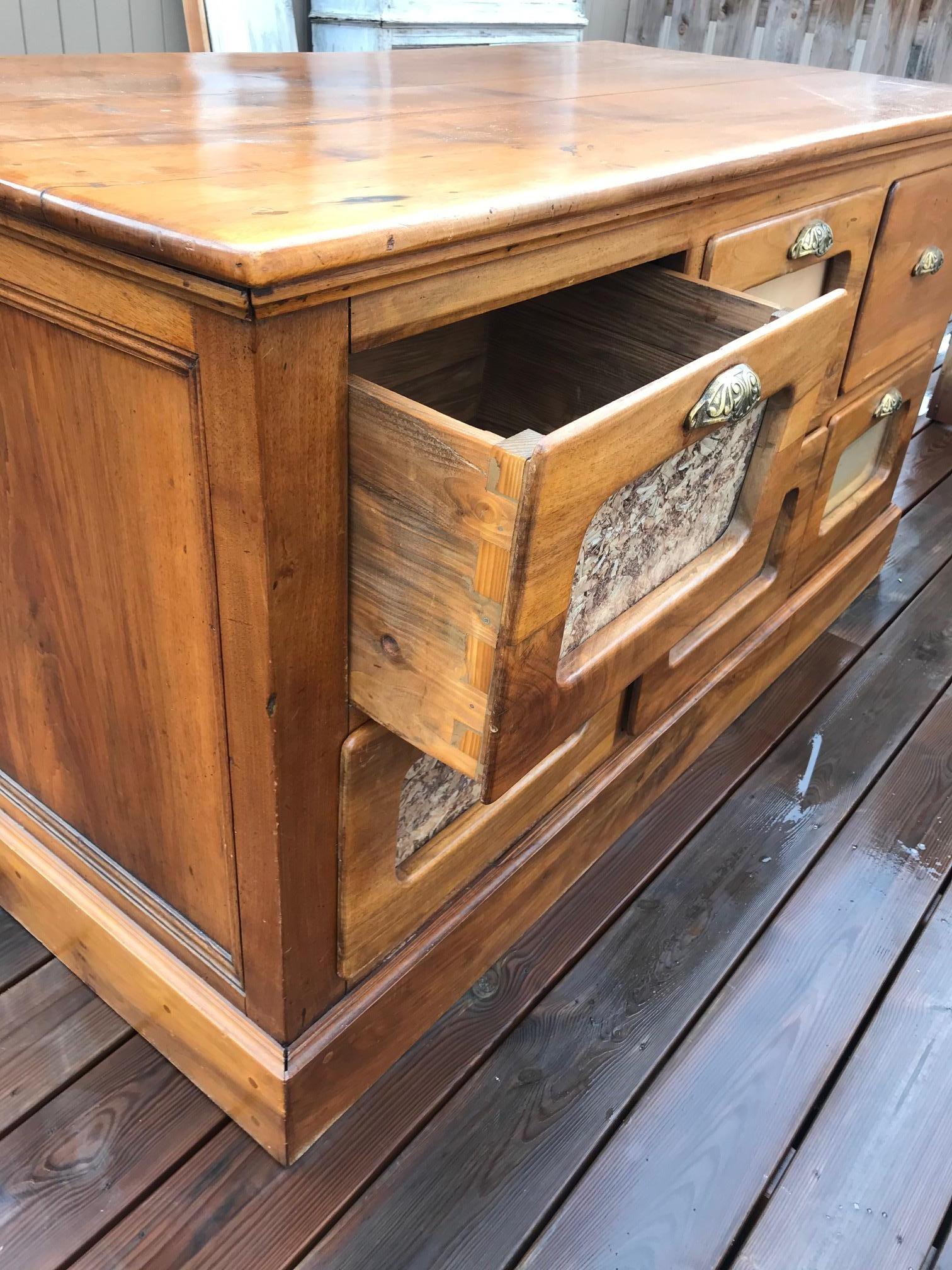 20th Century French Walnut Apothecary Cabinet or Chests of Drawer, 1900s 12