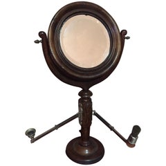 Antique 20th Century French Walnut Barber Mirror with Badger and Candle, 1900s