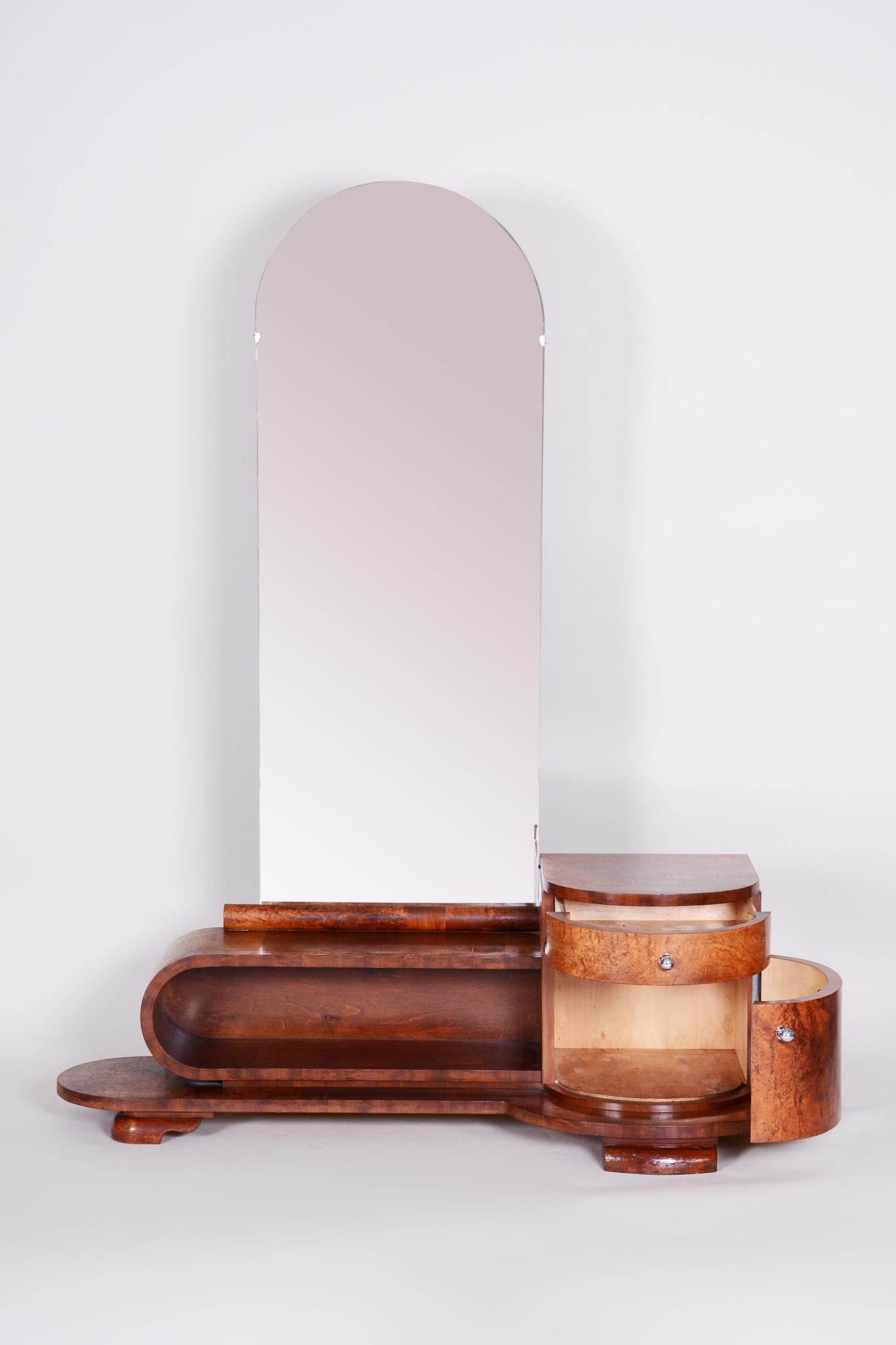 20th Century French Walnut Brown Art Deco Dressing Mirror, 1920s In Good Condition In Horomerice, CZ