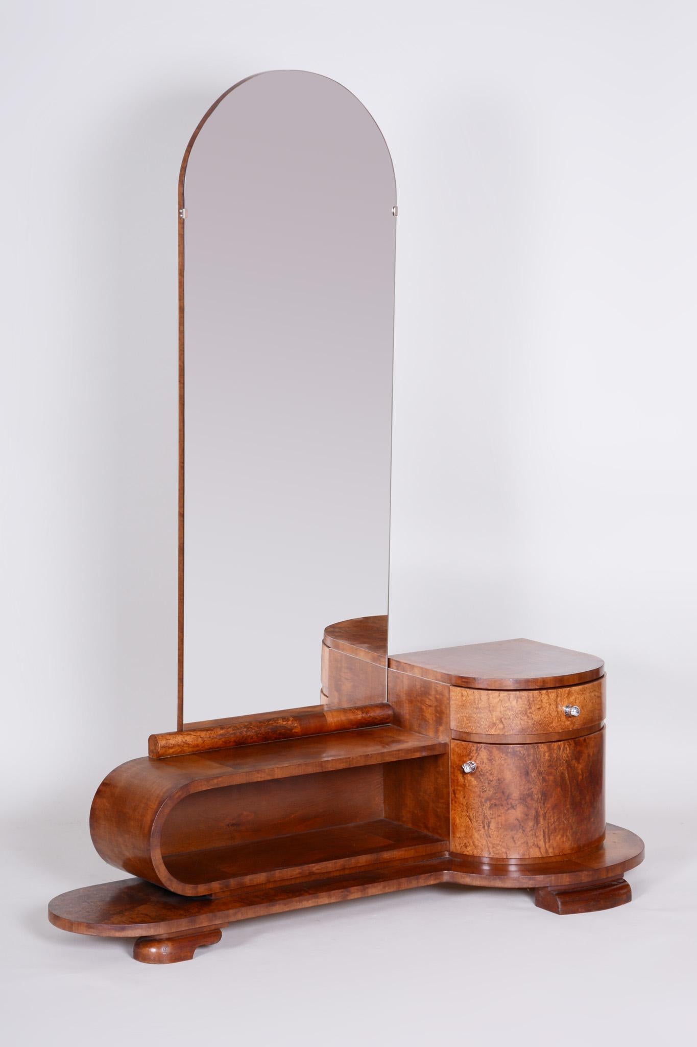 20th Century French Walnut Brown Art Deco Dressing Mirror, 1920s 1