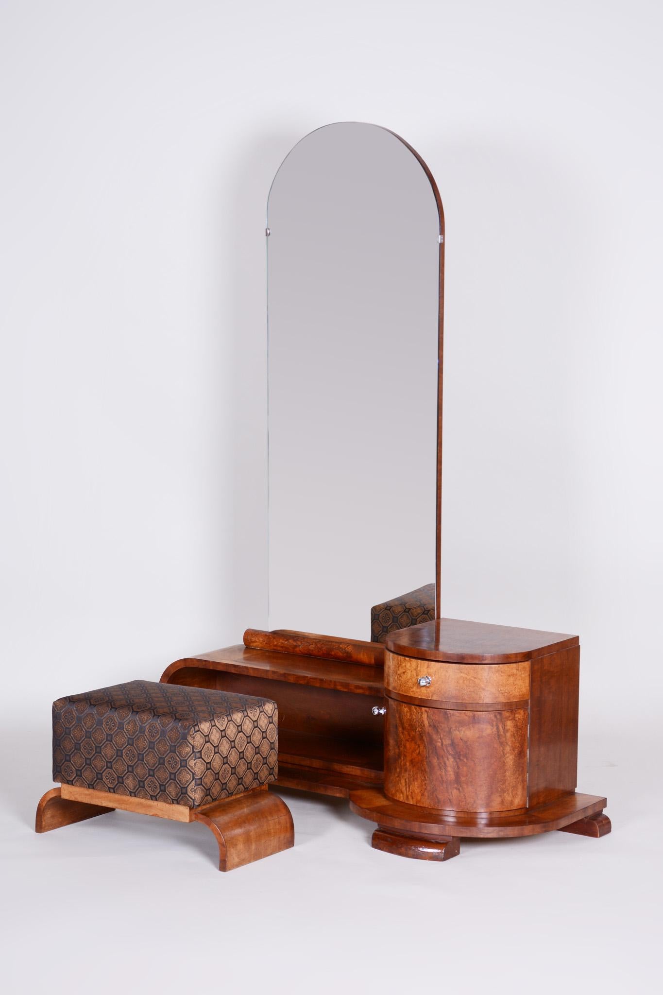20th Century French Walnut Brown Art Deco Dressing Mirror, 1920s 4