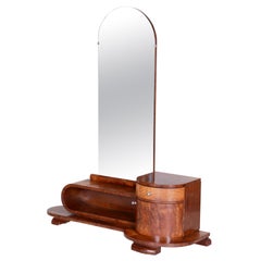 20th Century French Walnut Brown Art Deco Dressing Mirror, 1920s 20th Century French Walnut Brown Art Deco Dressing Mirror, 1920s