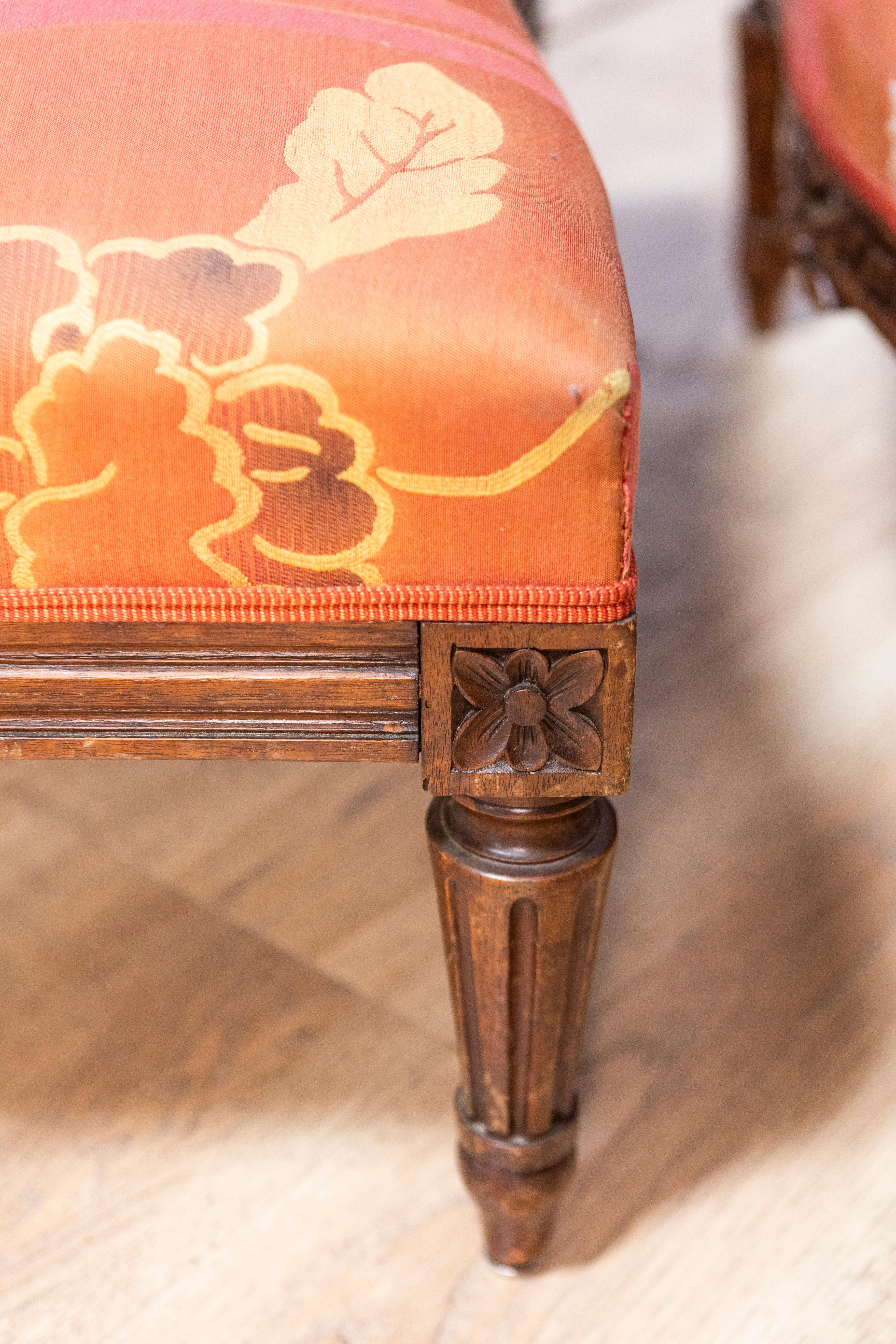 20th Century French Walnut Chair and Ottoman For Sale 4