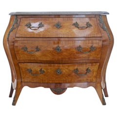 Vintage 20th Century French Walnut Marble-Top Commode