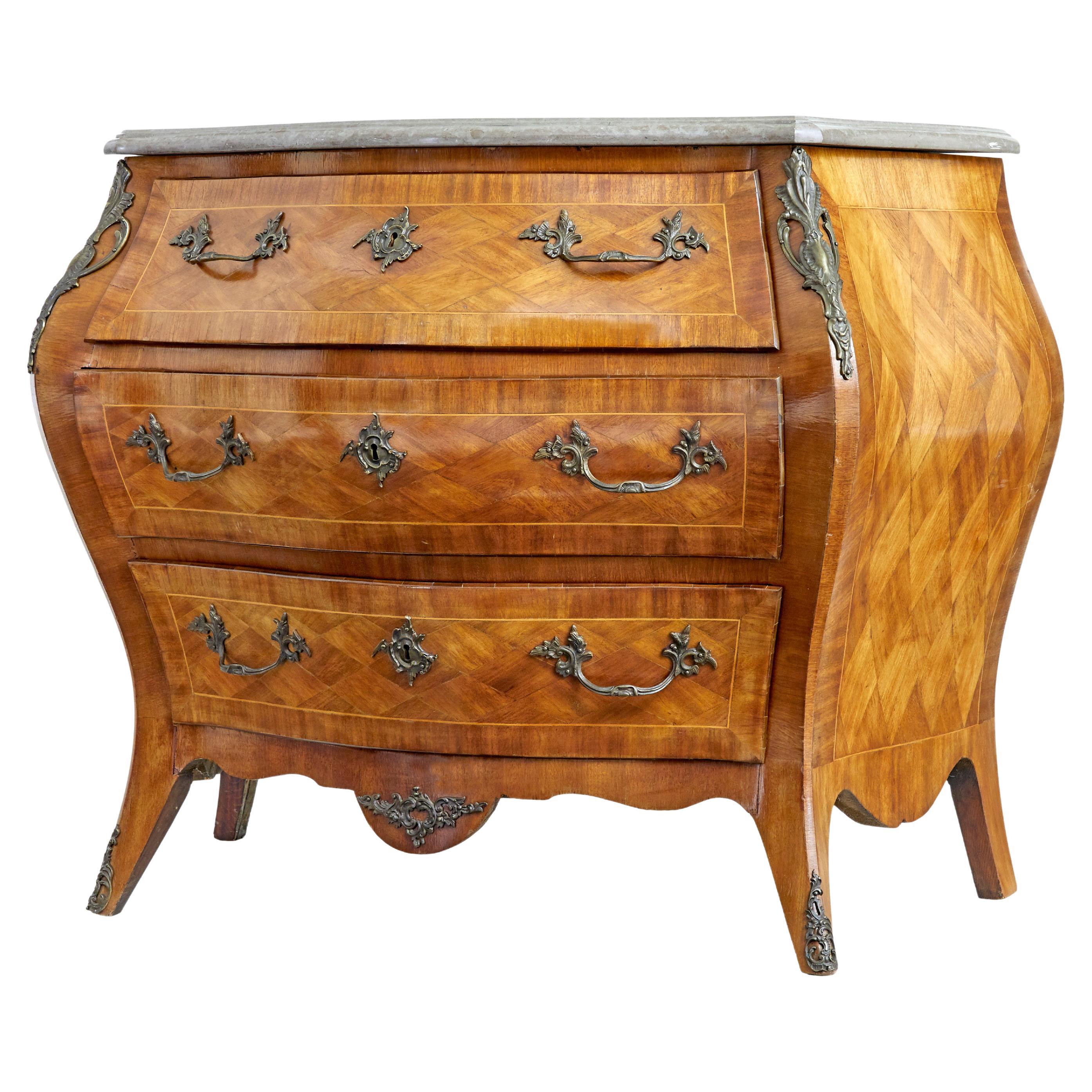 20th century French walnut marble-top commode For Sale