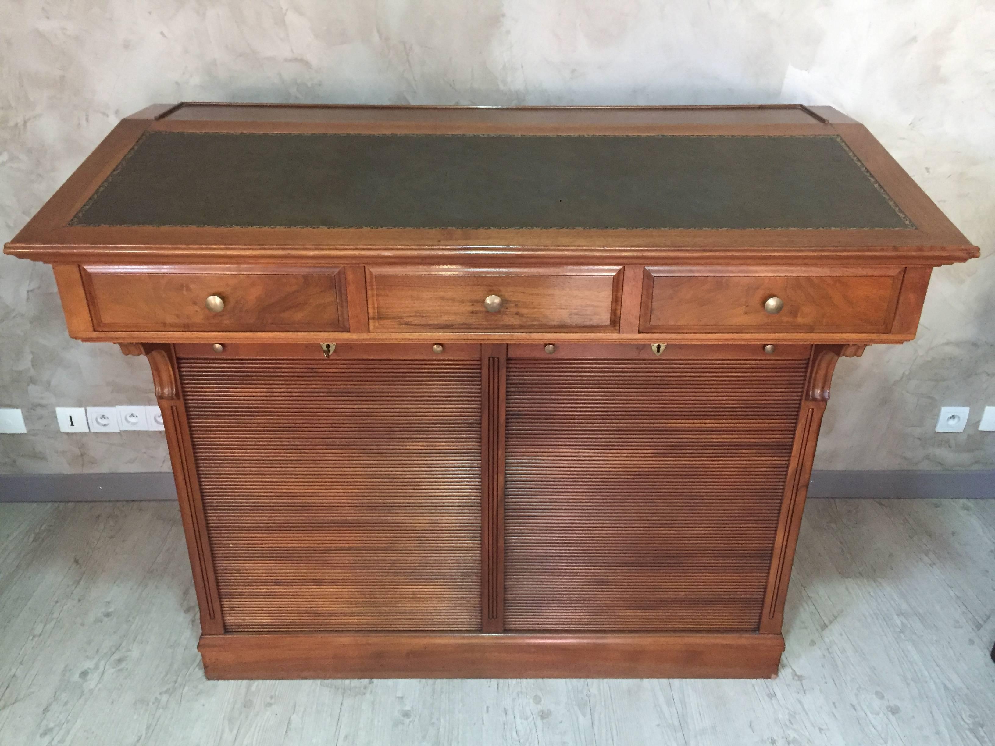 20th Century French Walnut Notary Cabinet, 1920s In Good Condition In LEGNY, FR