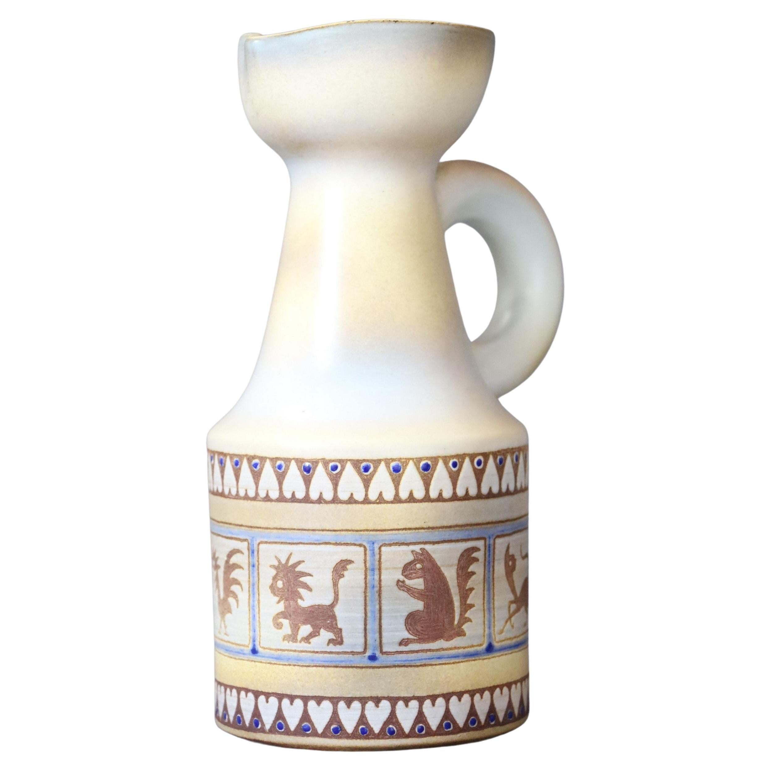 20th Century French White Ceramic Pitcher by René Maurel, 1970's In Good Condition In Camblanes et Meynac, FR