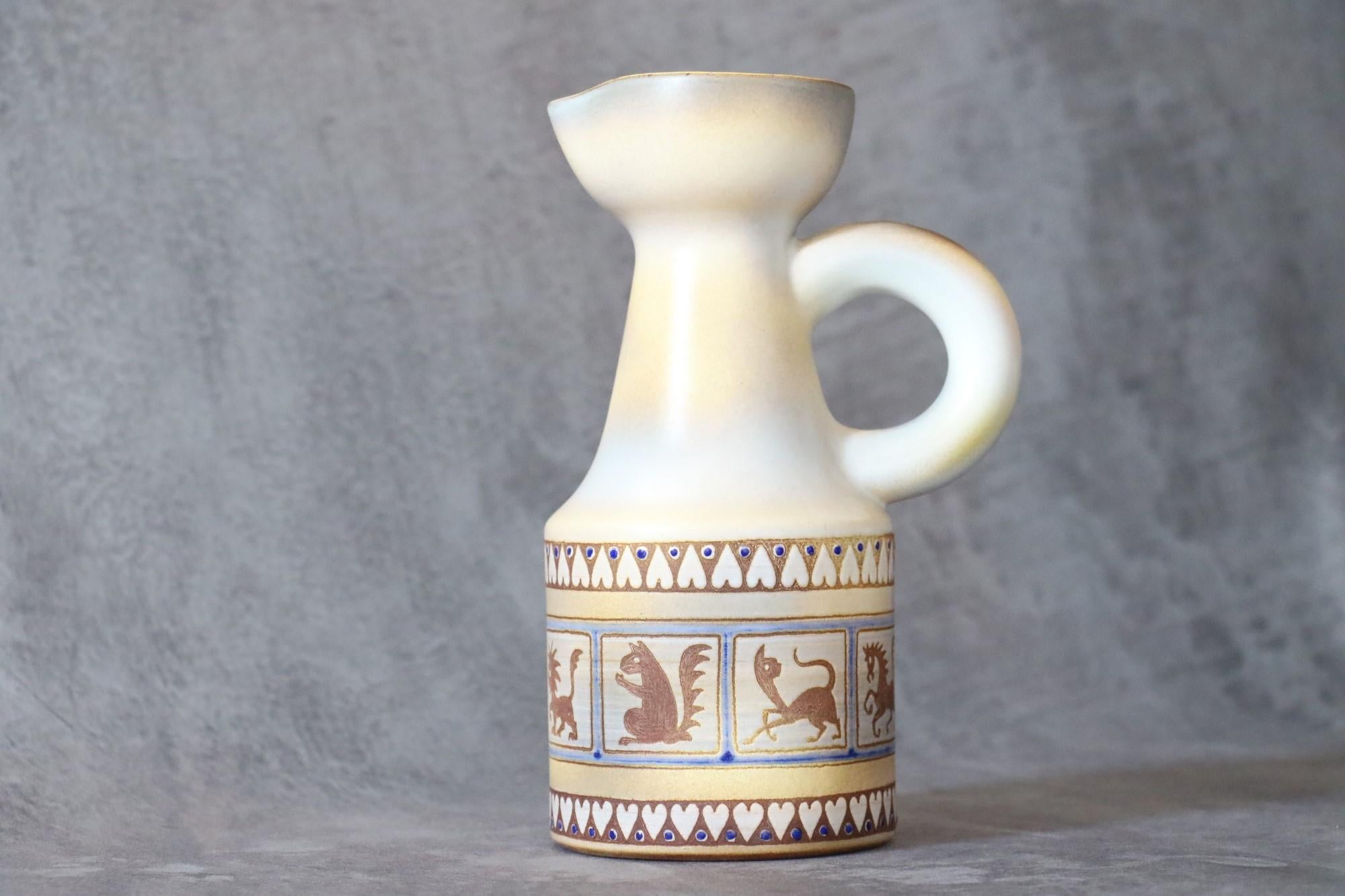 Late 20th Century 20th Century French White Ceramic Pitcher by René Maurel, 1970's