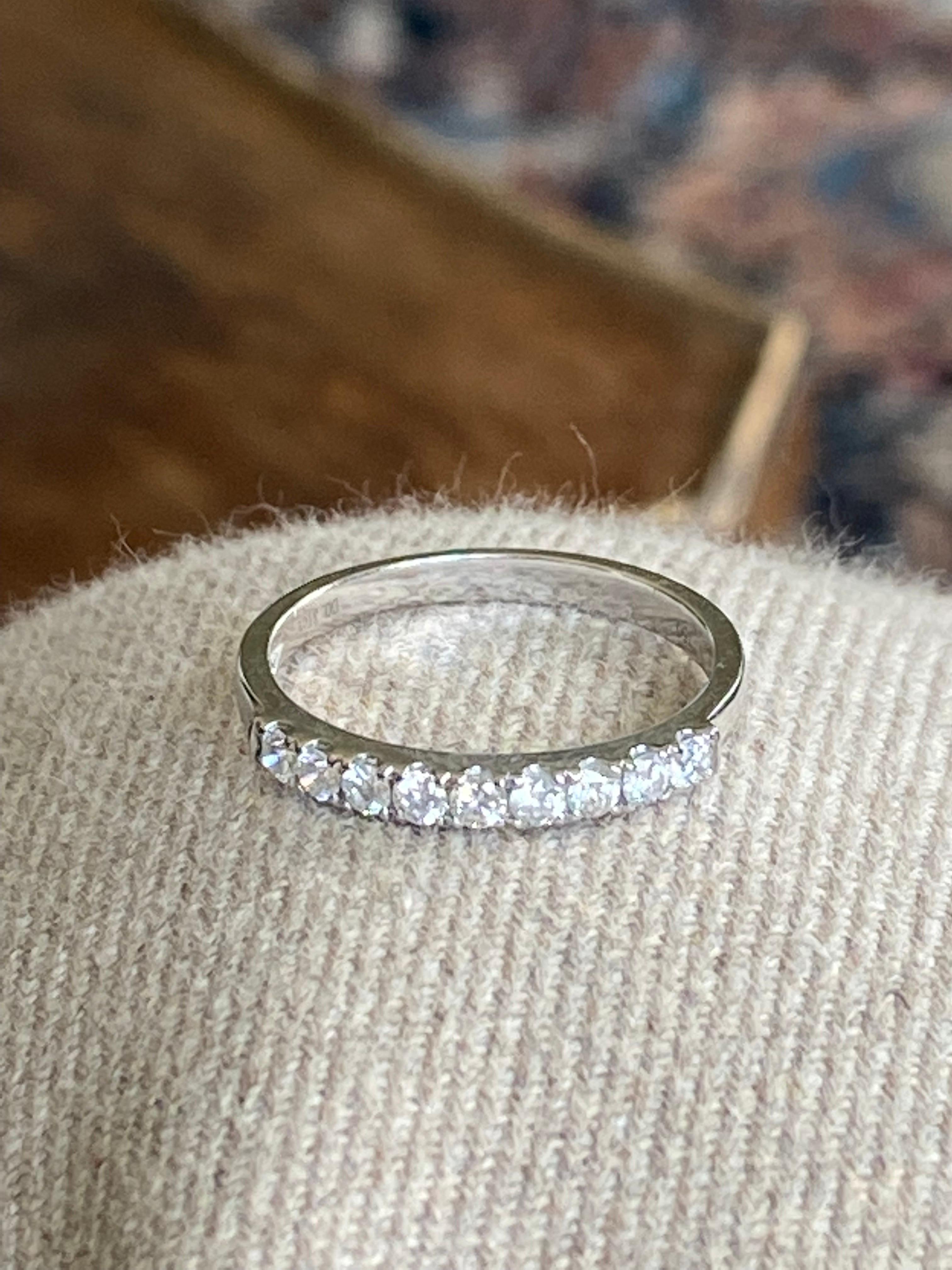 20th Century, French, White Gold Alliance Ring with Nine Diamonds  For Sale 2