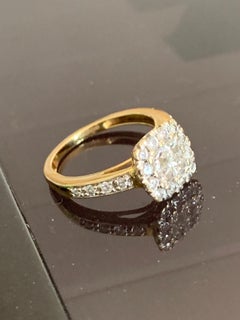 20th Century French White Gold Ring with Crown of Diamonds in Square Shape