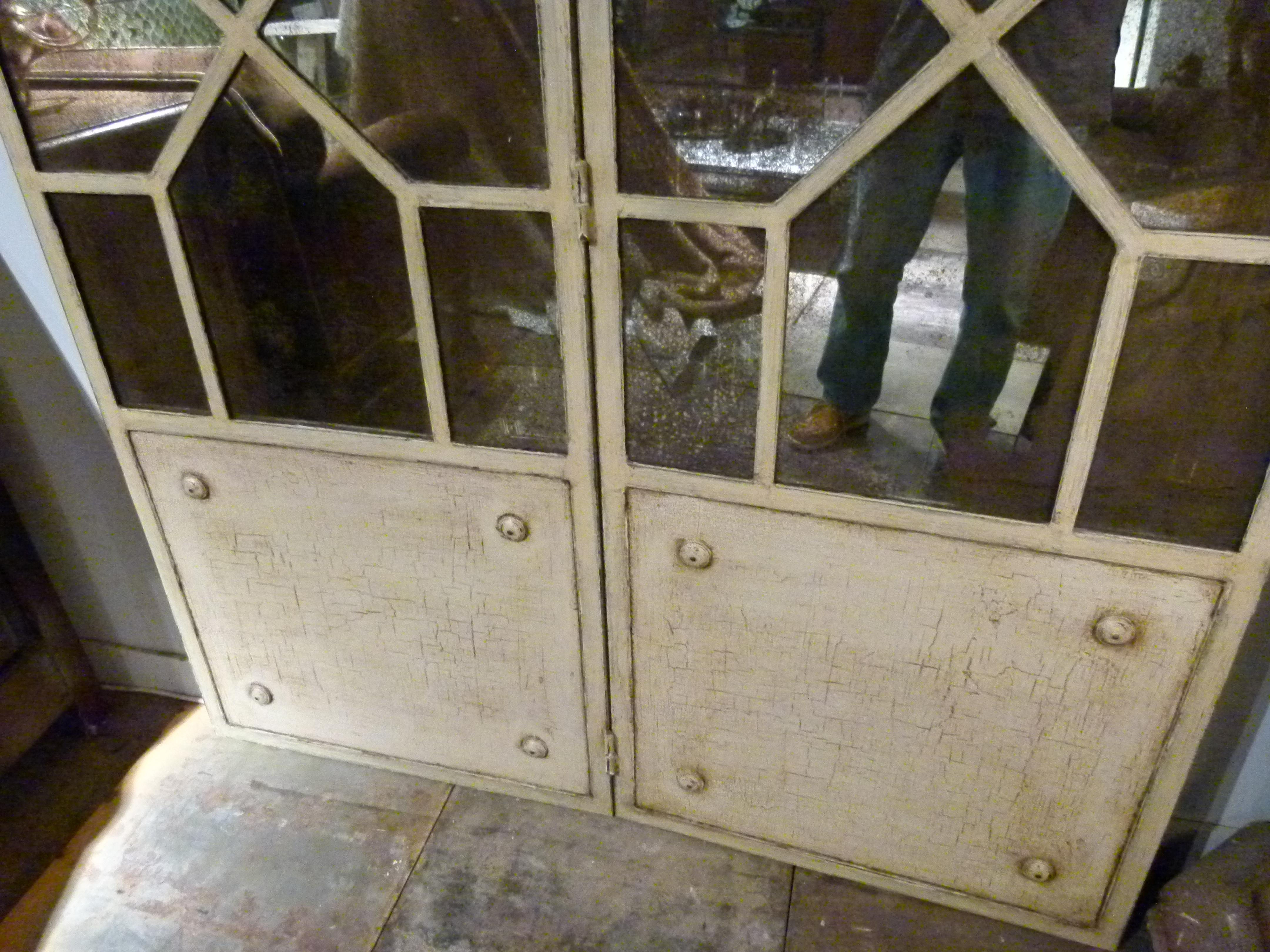 french door with mirror