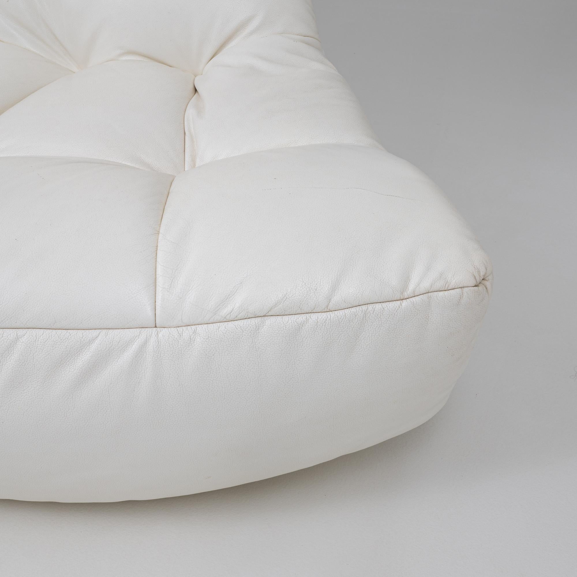 Sofá modular francés de cuero blanco del siglo XX By Chateau D'AX en venta 5