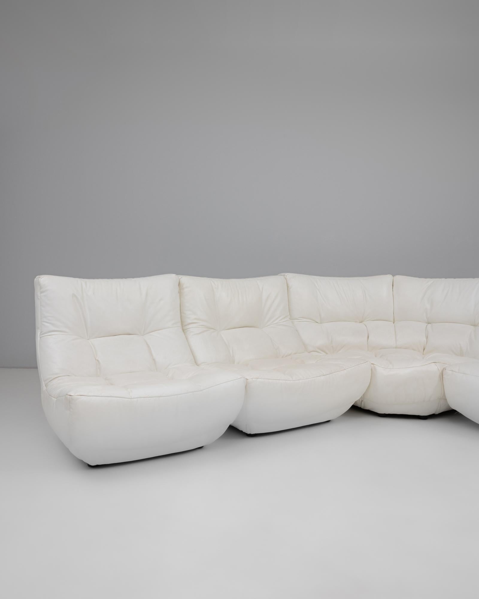 Sofá modular francés de cuero blanco del siglo XX By Chateau D'AX en Bueno estado para la venta en High Point, NC